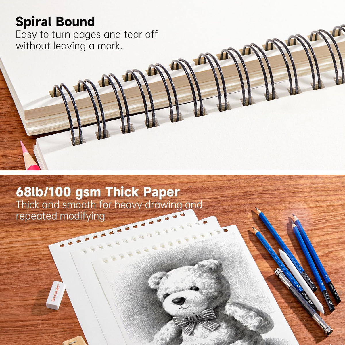 Artists Sketch Books, 9 x 12 Shuttle Art 160 Sheets of Sketch Paper pad Ideal for Drawing and School Supplies (2 Pack)
