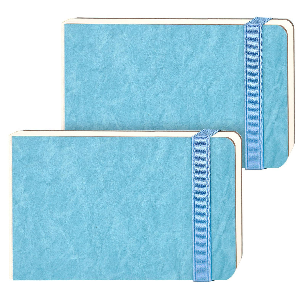 Funto Watercolor Journal, 7.5x5, 2 Packs, 44 Pages Each, Cold-Pressed 100% Cotton, Pearlescent PU Leather Brown Cover, Art Supplies for Mixed Media