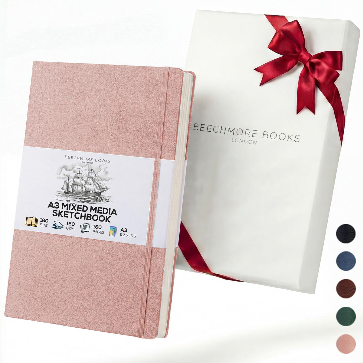 Beechmore Books A5 5.8x8.3 Mixed Media Sketchbook 160 GSM/98LB, Gift Box