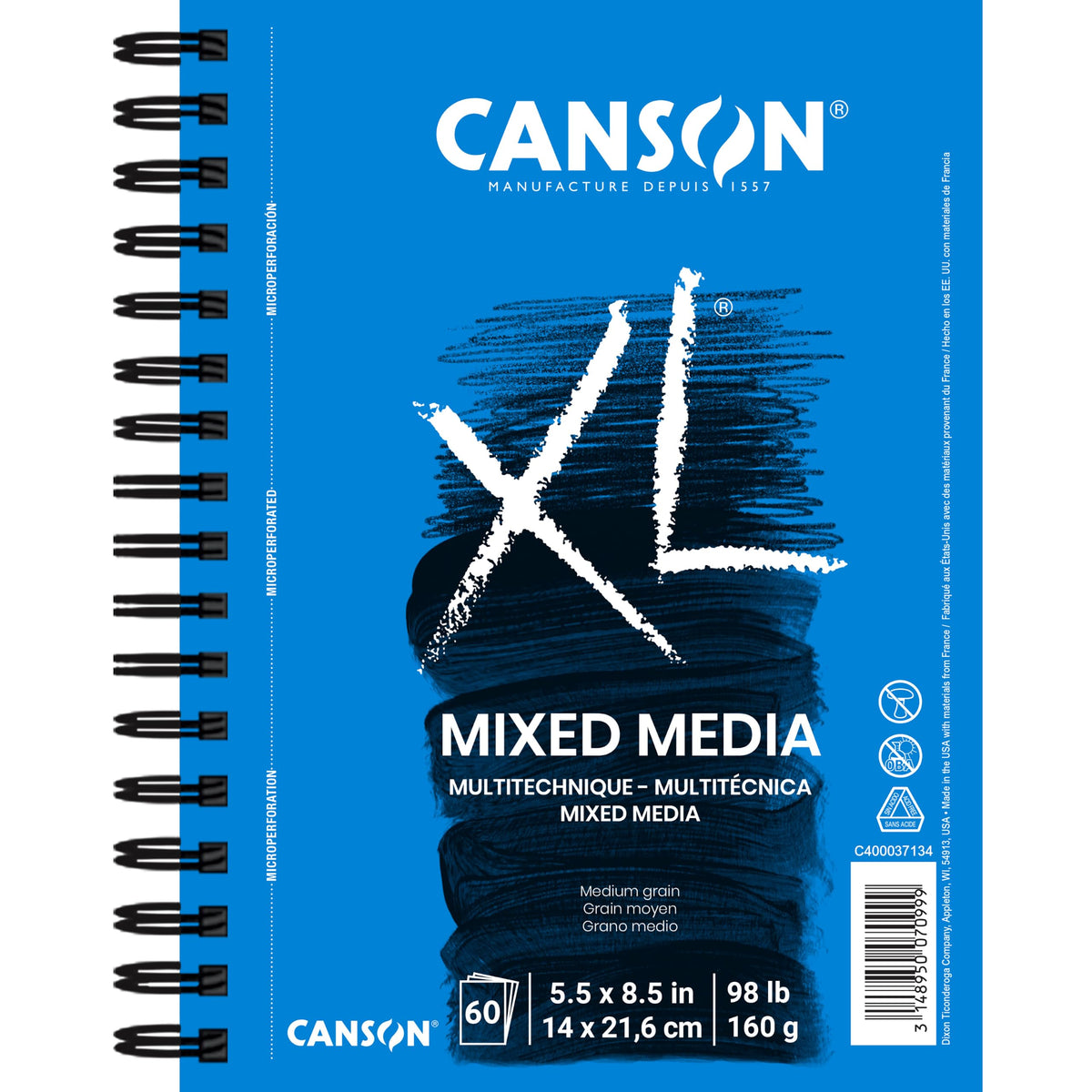 Canson XL Series Mixed Media Paper Pad, Rough, White, 9x12 in
