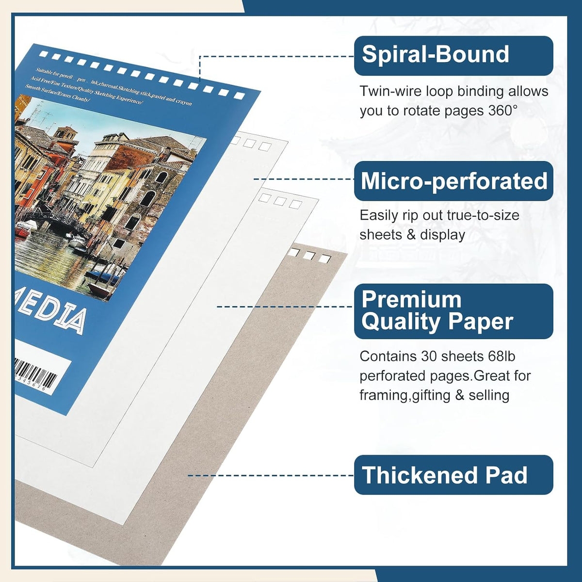 Jexine 20 Pcs Sketch Book Bulk 5.5"x8.5" Top Spiral Bound,Mixed Media