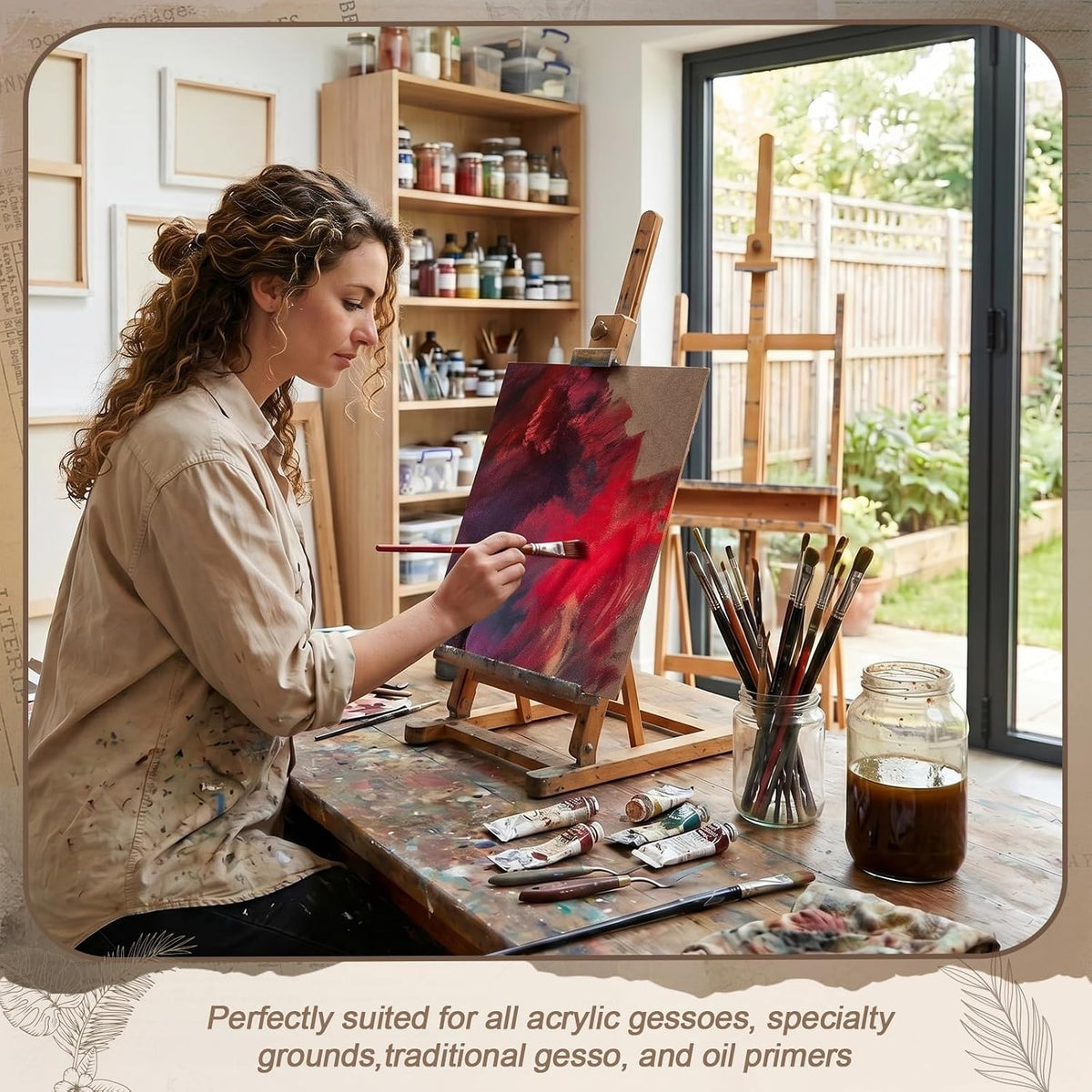 Spakon 4 Pcs Art Supply Hardboard Wood Painting Panel 12 x 16 Drawing Board