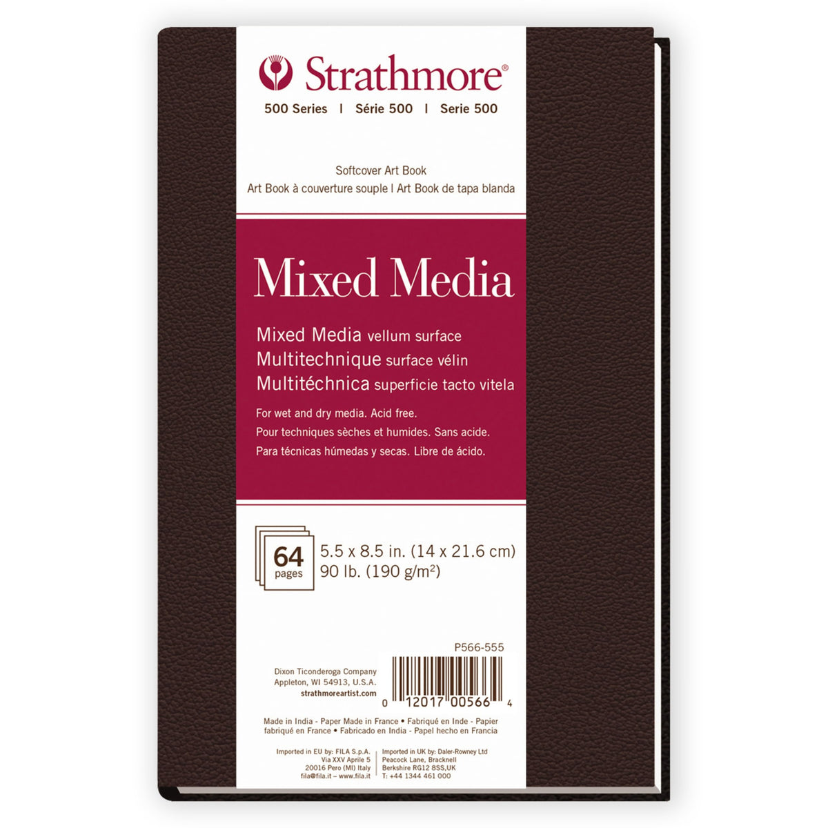 Strathmore 500 Series Hardcover Mixed Media Journal, 90 lb. Vellum Paper, 5.5 X 8.5 inches, 64 Pages (566-5)