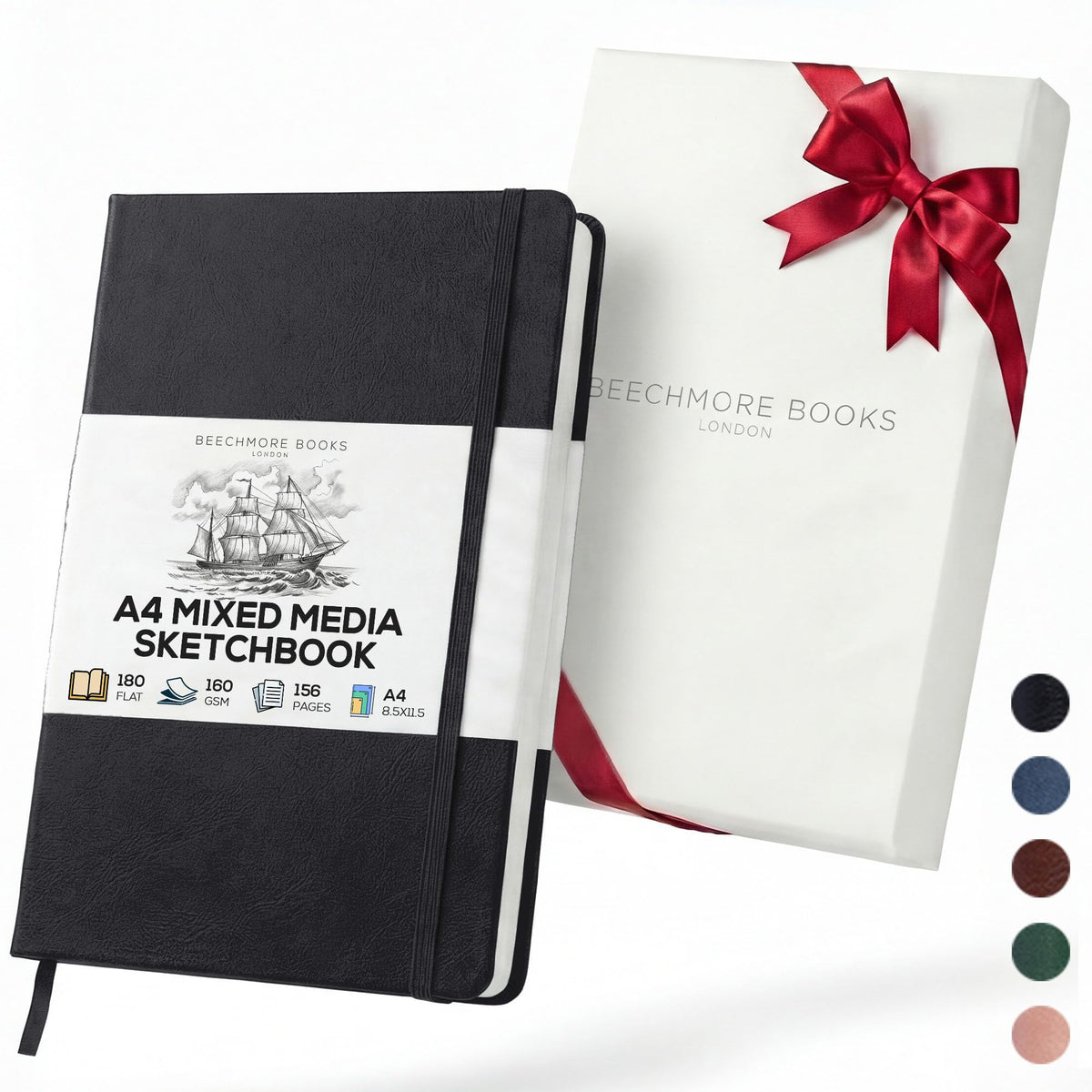 Beechmore Books A5 5.8x8.3 Mixed Media Sketchbook 160 GSM/98LB, Gift Box