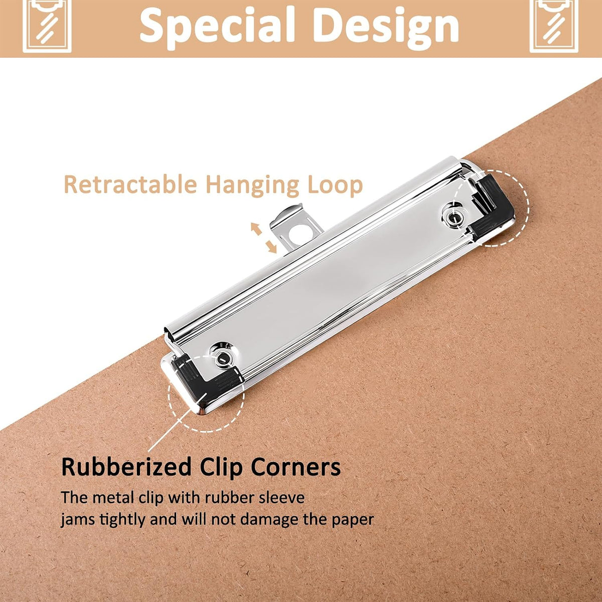 Jspupifip 2 Pack 11x17 Clipboards with Low Profile Clip, Wood Clipboard