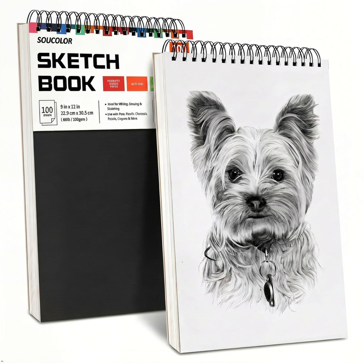 Soucolor Cute Sketch Book 9" x 12" Drawing Paper,Pink Teen Girls Sketchbook