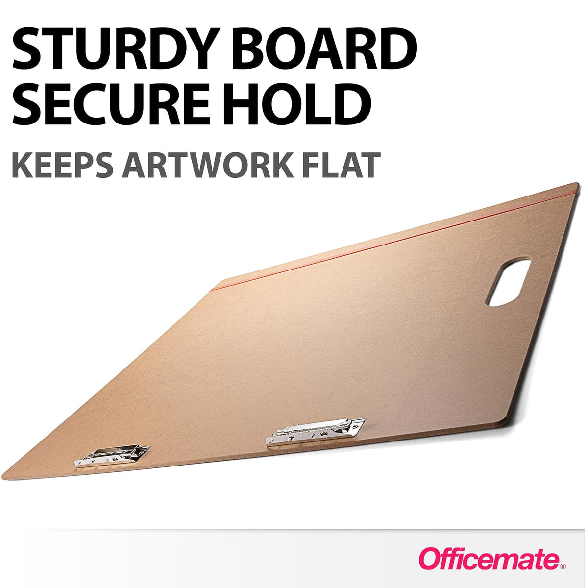 Officemate Artist Sketch Board with Handle, Portable Drawing Board, Tempered Hardboard Surface with Dual Clips & Rubber Band, Art Board for Studio, Classroom & Field Use, 23″ x 26″ (83099)