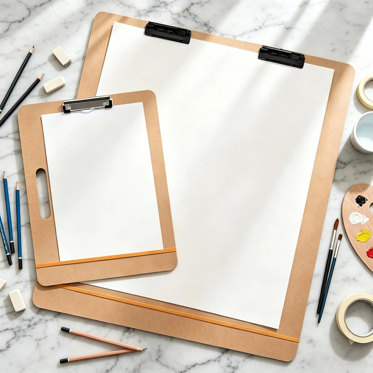 23"x26" Oversized Drawing Board with Clips and Rubber Bands