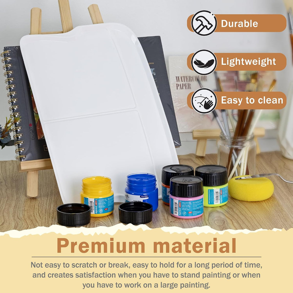 DUGATO Rectangular Plastic Paint Palette, 2-Pack Mixing Tray, 13.8 x 9 in