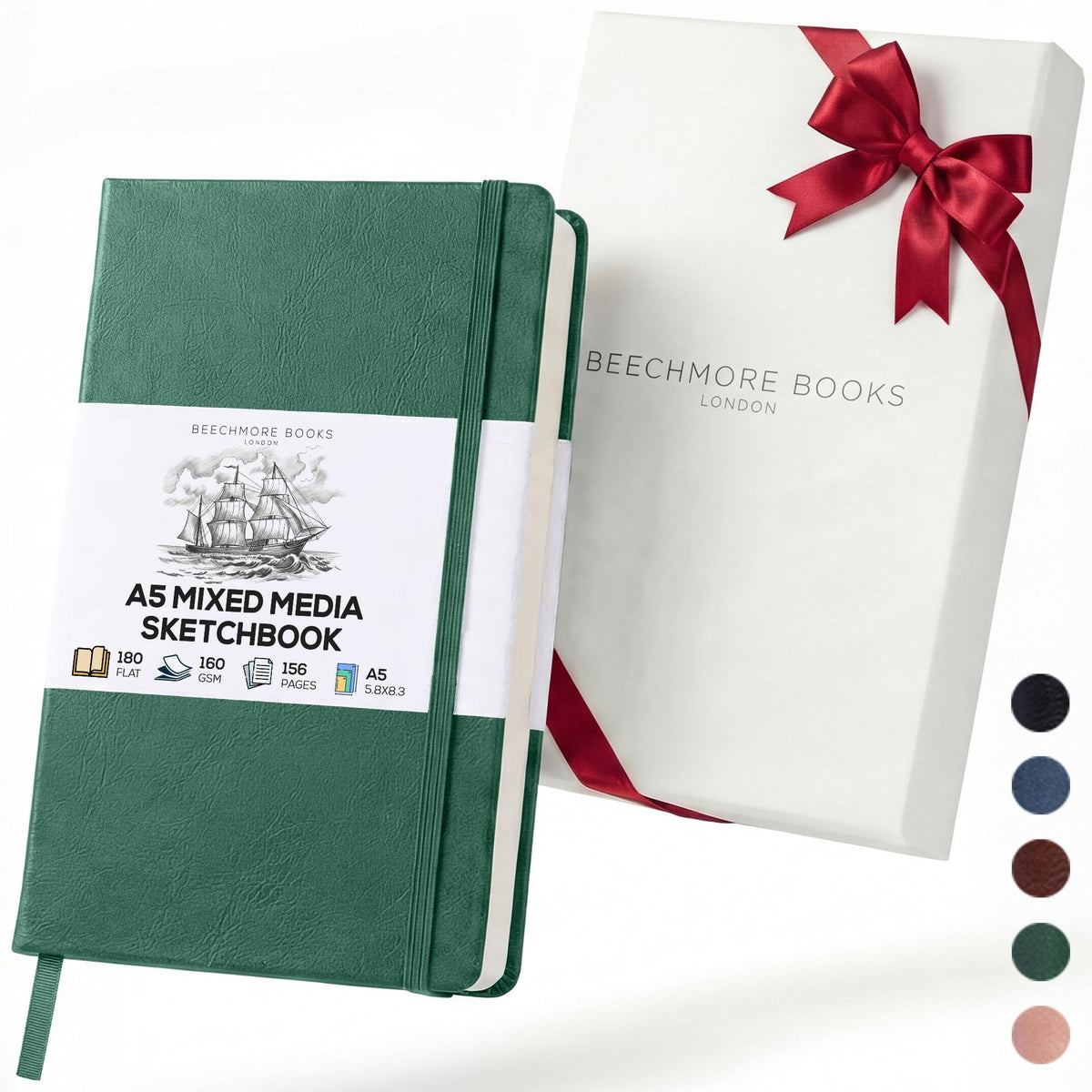 Beechmore Books A5 5.8x8.3 Mixed Media Sketchbook 160 GSM/98LB, Gift Box