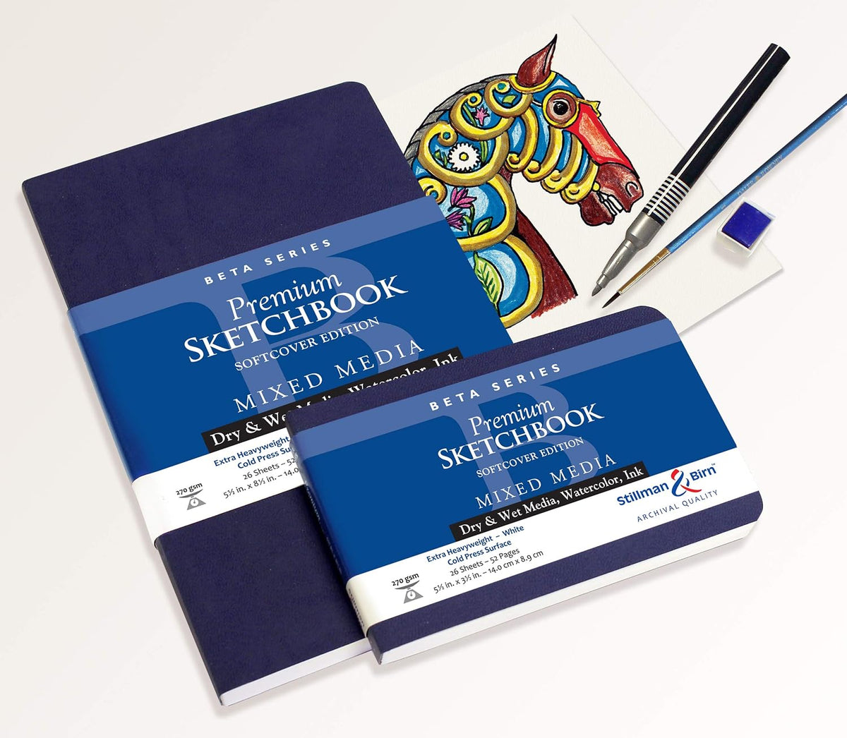 Stillman & Birn Beta Series Softcover Sketchbook, 8" x 10", 270 GSM (Extra Heavyweight), White Paper, Cold Press Surface