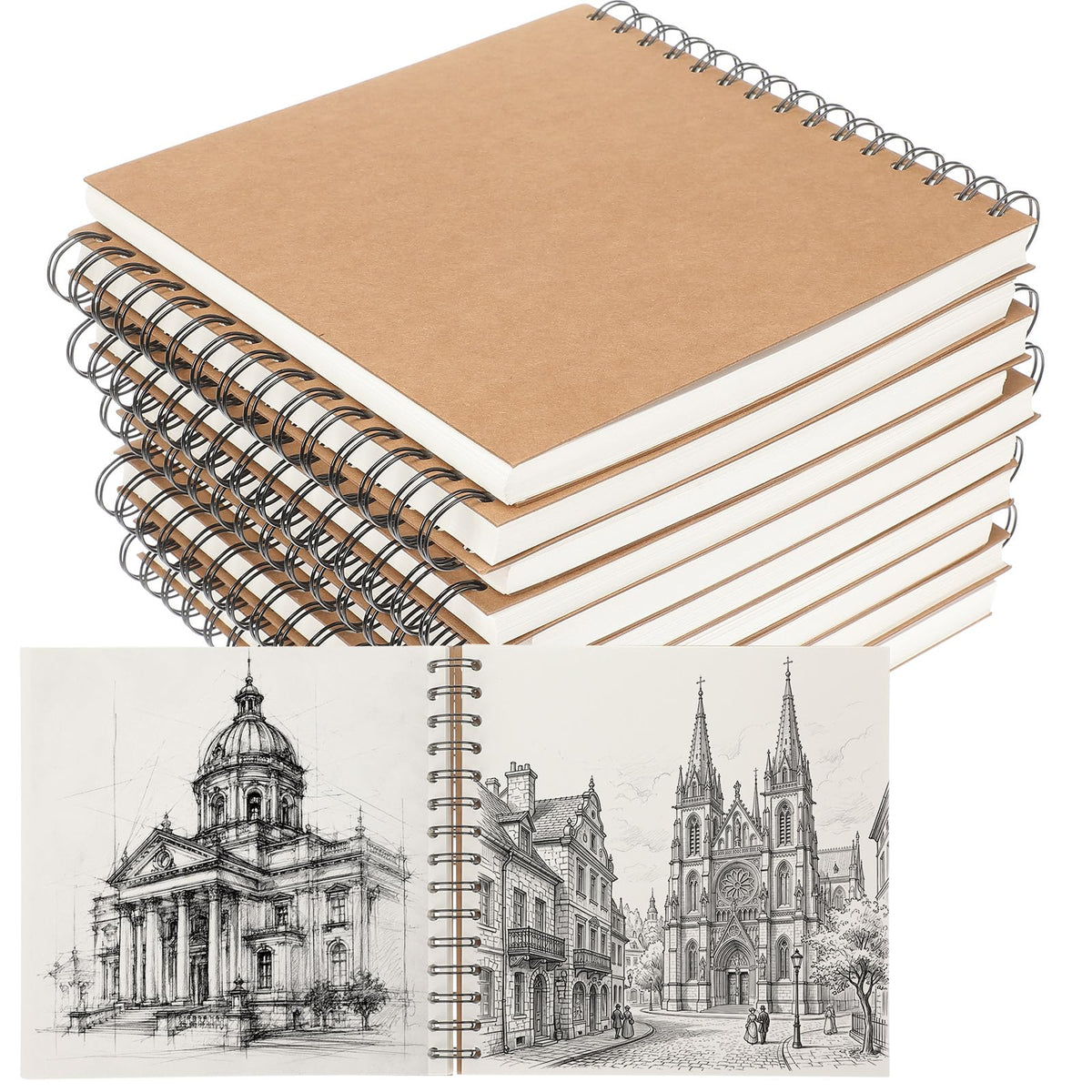 PerKoop 2 Pcs 8.5"x11" Spiral Sketch Books Sketch Pads, White