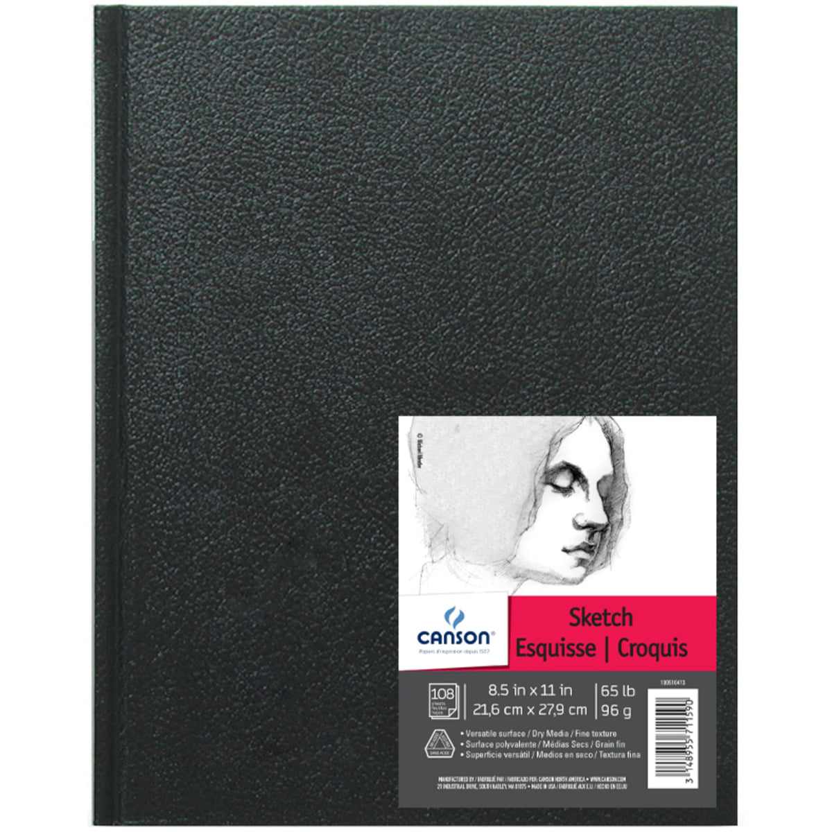 Canson Artist Series Sketchbook, Hardbound Journal, 11x14 inches, 184 Pages (65lb/96g) - Artist Paper for Adults and Students - Graphite, Charcoal, Pencil, Colored Pencil
