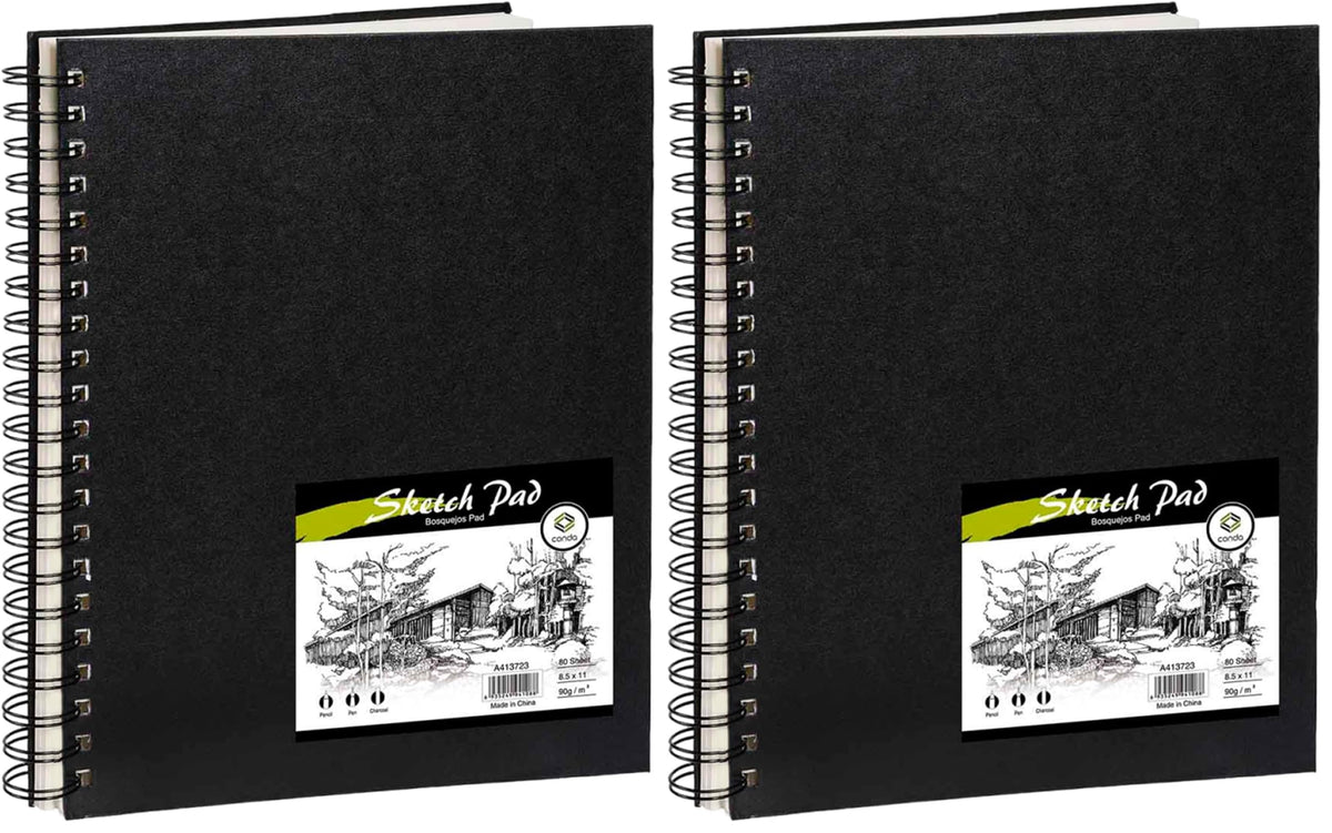 conda 8.5 x 11 Inch Sketchbook, Top Spiral Bound Sketch Pad, 100 Sheets (68 lb/100 GSM), Durable Acid-Free Sketch Paper, Drawing and Sketching Paper for Kids Adult Beginners