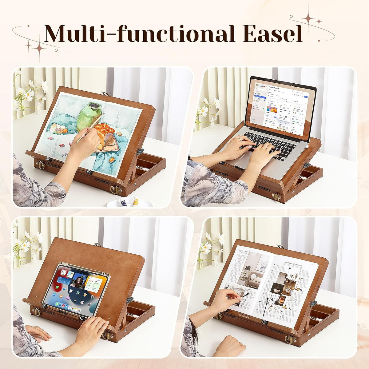 TYYIHUA Tabletop Easel for Painting, Adjustable Wooden Desktop Art Easel