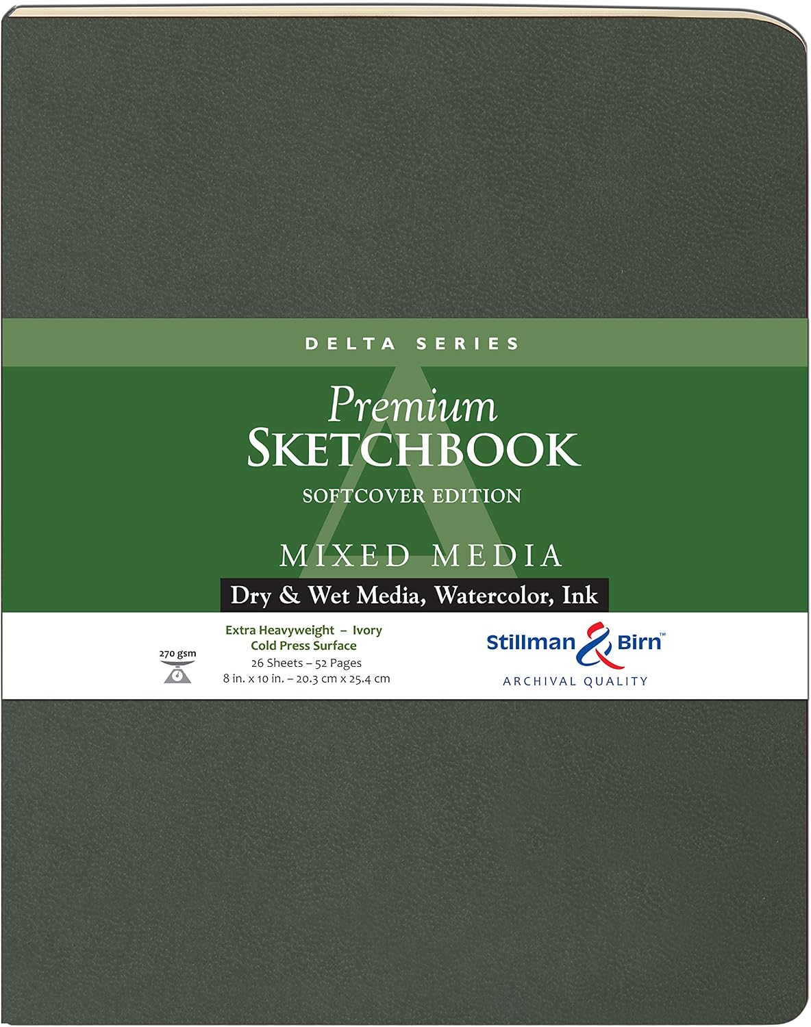 Stillman & Birn Delta Series Softcover Sketchbook, 5.5" x 3.5", 270 GSM (Extra Heavyweight), Ivory Paper, Cold Press Surface