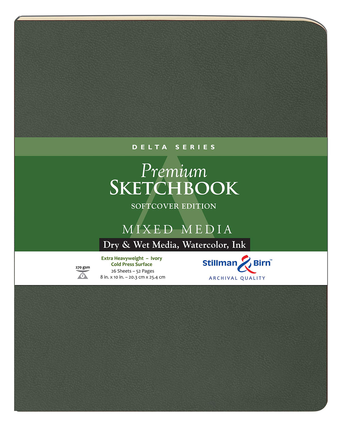 Stillman & Birn Delta Series Softcover Sketchbook, 5.5" x 3.5", 270 GSM (Extra Heavyweight), Ivory Paper, Cold Press Surface