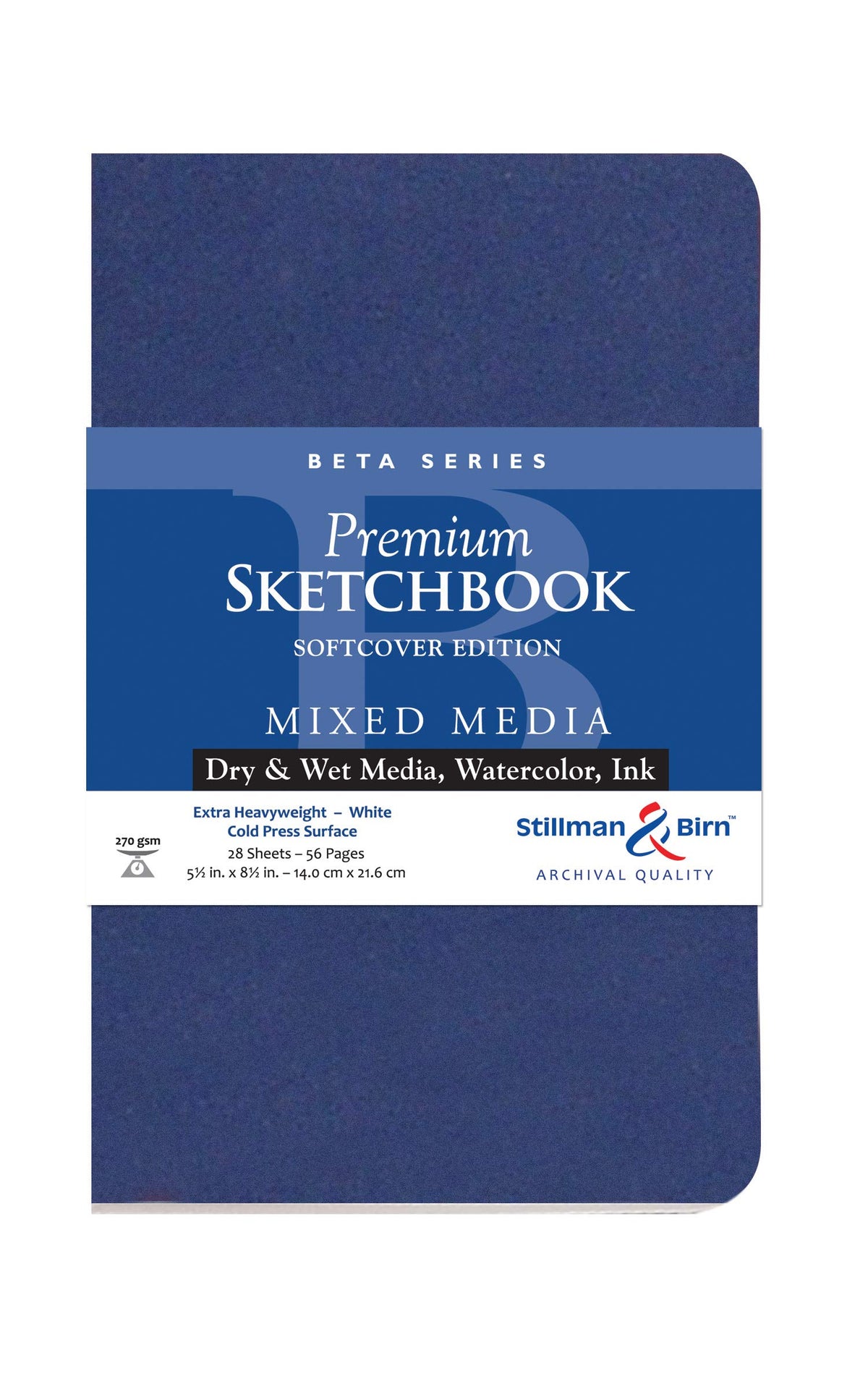 Stillman & Birn Beta Series Softcover Sketchbook, 8" x 10", 270 GSM (Extra Heavyweight), White Paper, Cold Press Surface