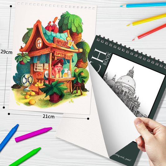 OSIMIG 10 Pack Sketch Books 8.5" x 11", Top Spiral Bound Sketch Pad, Bulk Sketchbook, 300 Sheet Total (68lb/100gsm), Drawing Paper Pad, Sketchbooks for Kids & Adults, Art Supplies