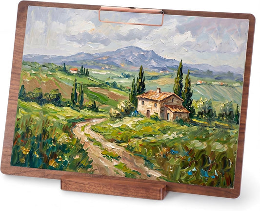 Mifoci Walnut Wood Clipboard, Drawing Clip Board, 16.5 x 11.8 Inch Legal Size Clipboard, Horizontal Lap Easel Board for Sketching, Watercolor Painting, Artist Supplies, Landscape Drawing