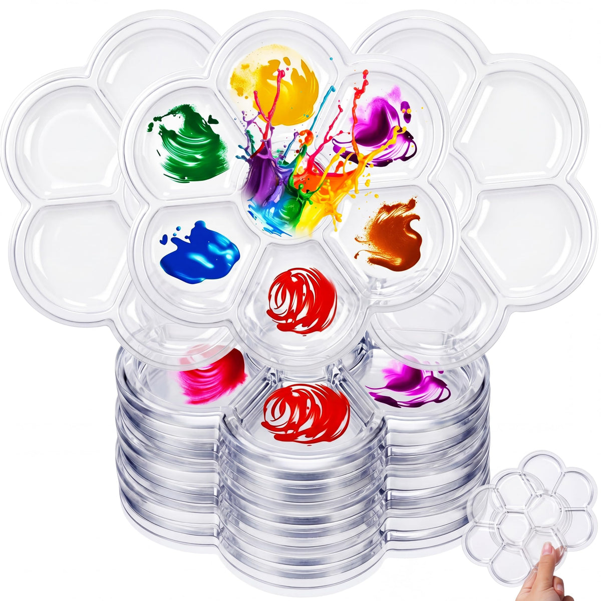 AmazingSpark 100 Pcs Paint Tray Palettes 5.5 in Disposable Round Paint Tray