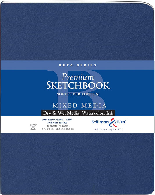 Stillman & Birn Beta Series Softcover Sketchbook, 8" x 10", 270 GSM (Extra Heavyweight), White Paper, Cold Press Surface