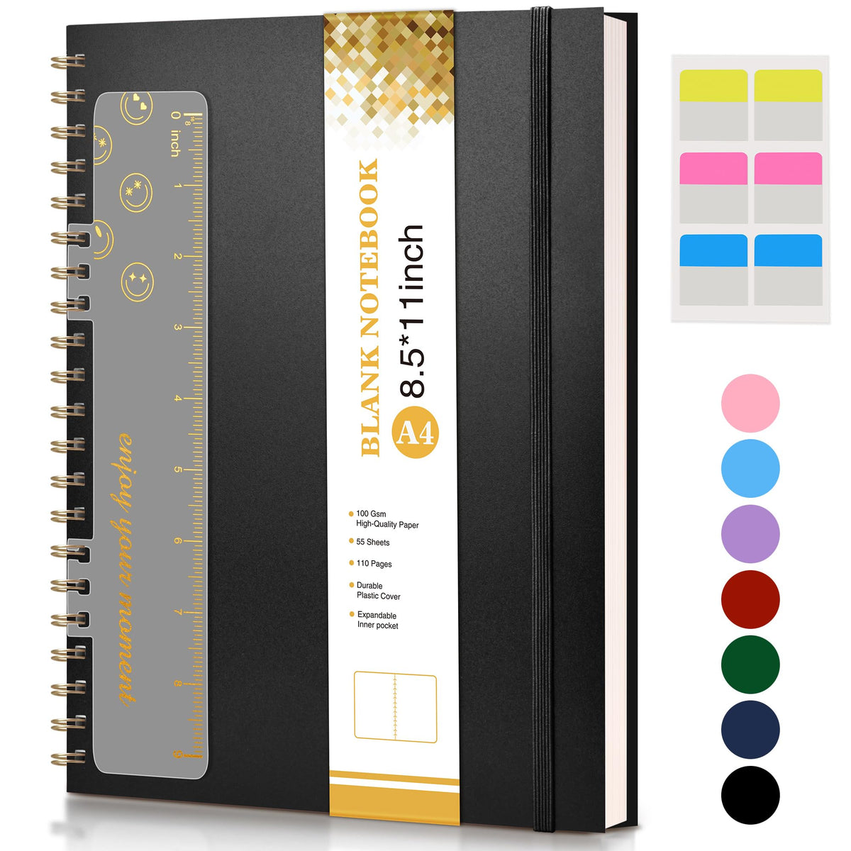 Blank Spiral Notebook Journal 8.5” x 11”, A4 Large Sketch Book for Women Men, 100 GSM Blank Paper Drawing Notebook, Hardcover Spiral Bound Sketchbook for Sketching Work School, Wildflower Mountainside
