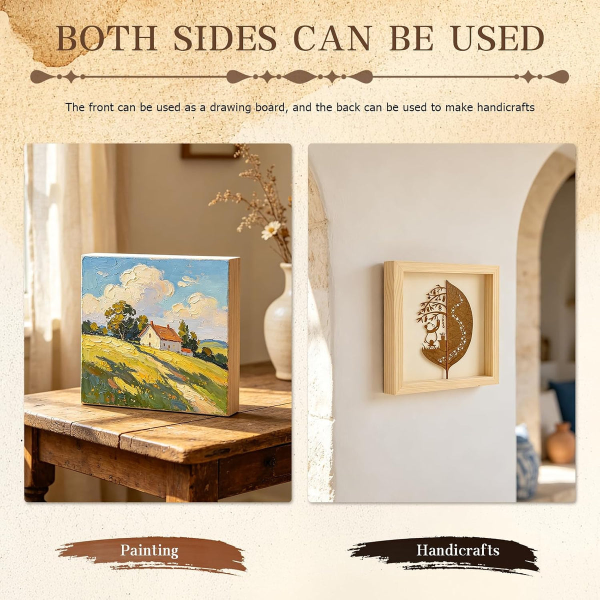 Wood Canvas Boards, 10 Pack 6 x 6 Inch Unfinished Painting Panels