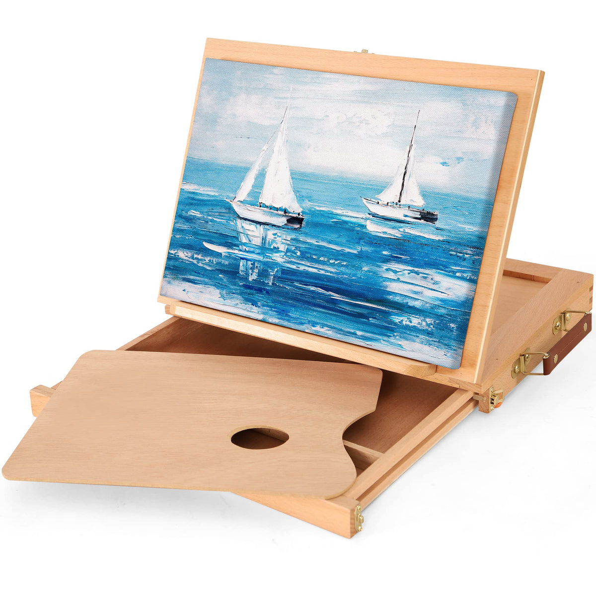VISWIN Large Tabletop Easel with 3 Storage Drawers, Adjustable Beech Wood Table Top Easel for Painting, Portable Sketch Box for Art Supplies, Desktop Travel Art Easel for Adults, Artists, Students