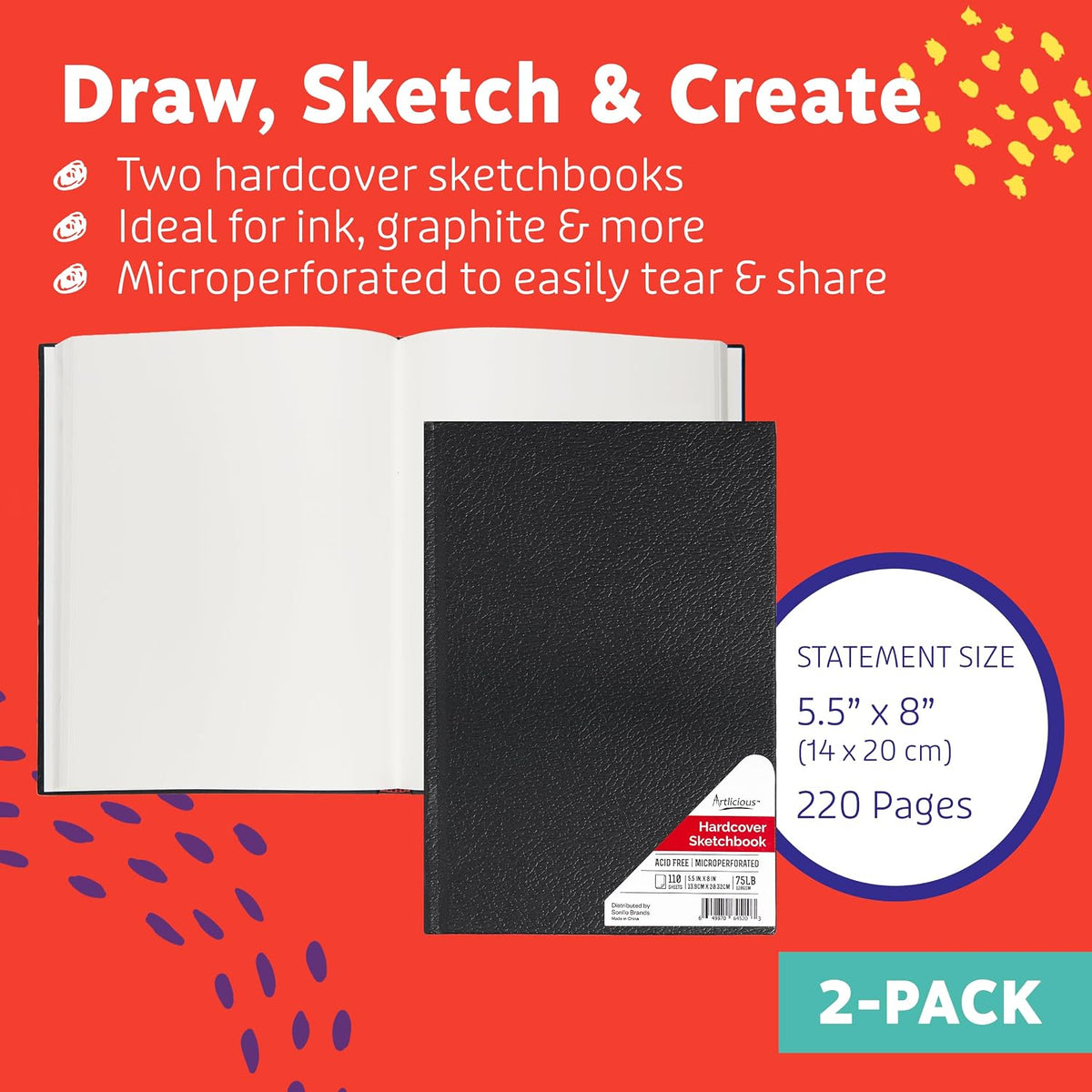 Artlicious Hardcover Sketchbook 5.5x8 Spiral Bound - Thick Paper