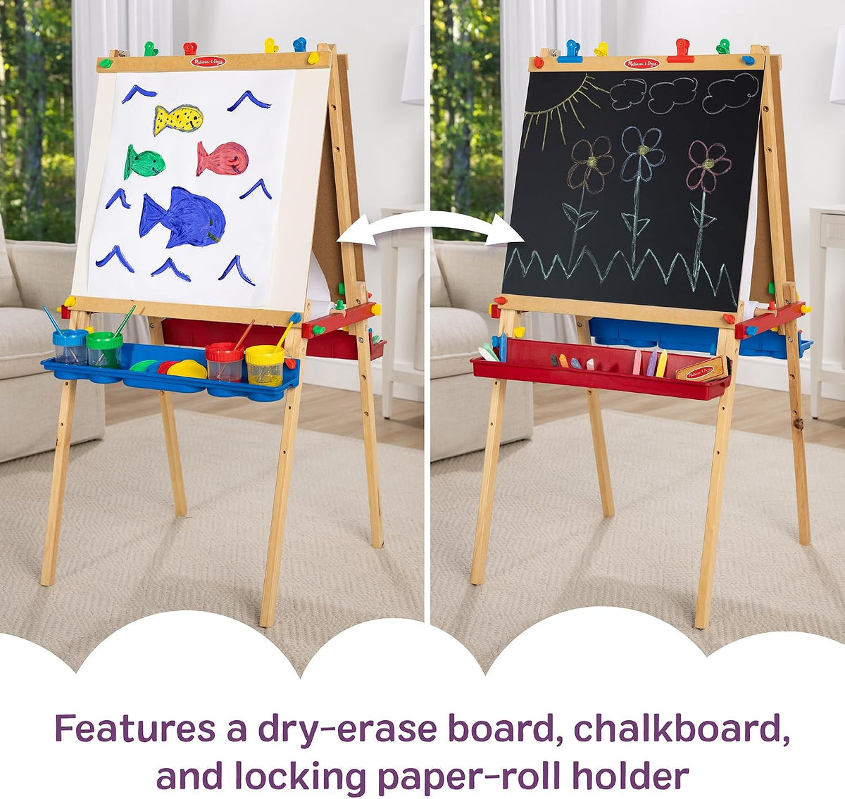 Melissa & Doug Deluxe Double-Sided Wooden Standing Art Easel