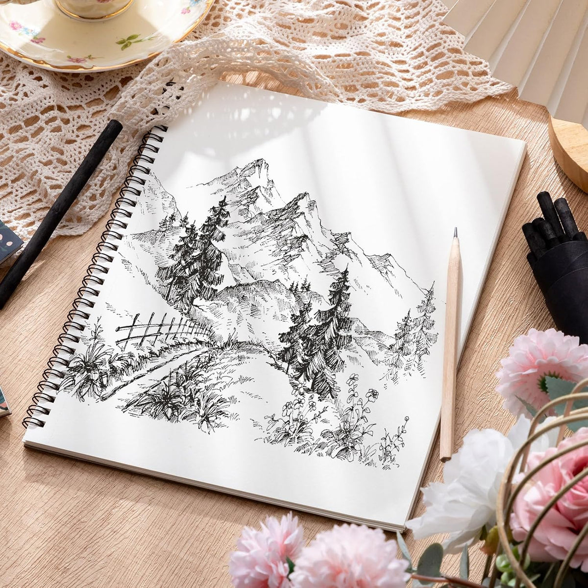 4 Pack Sketch Book for Kids, 8.5 × 11 in, Spiral Bound, 30 Sheets Each