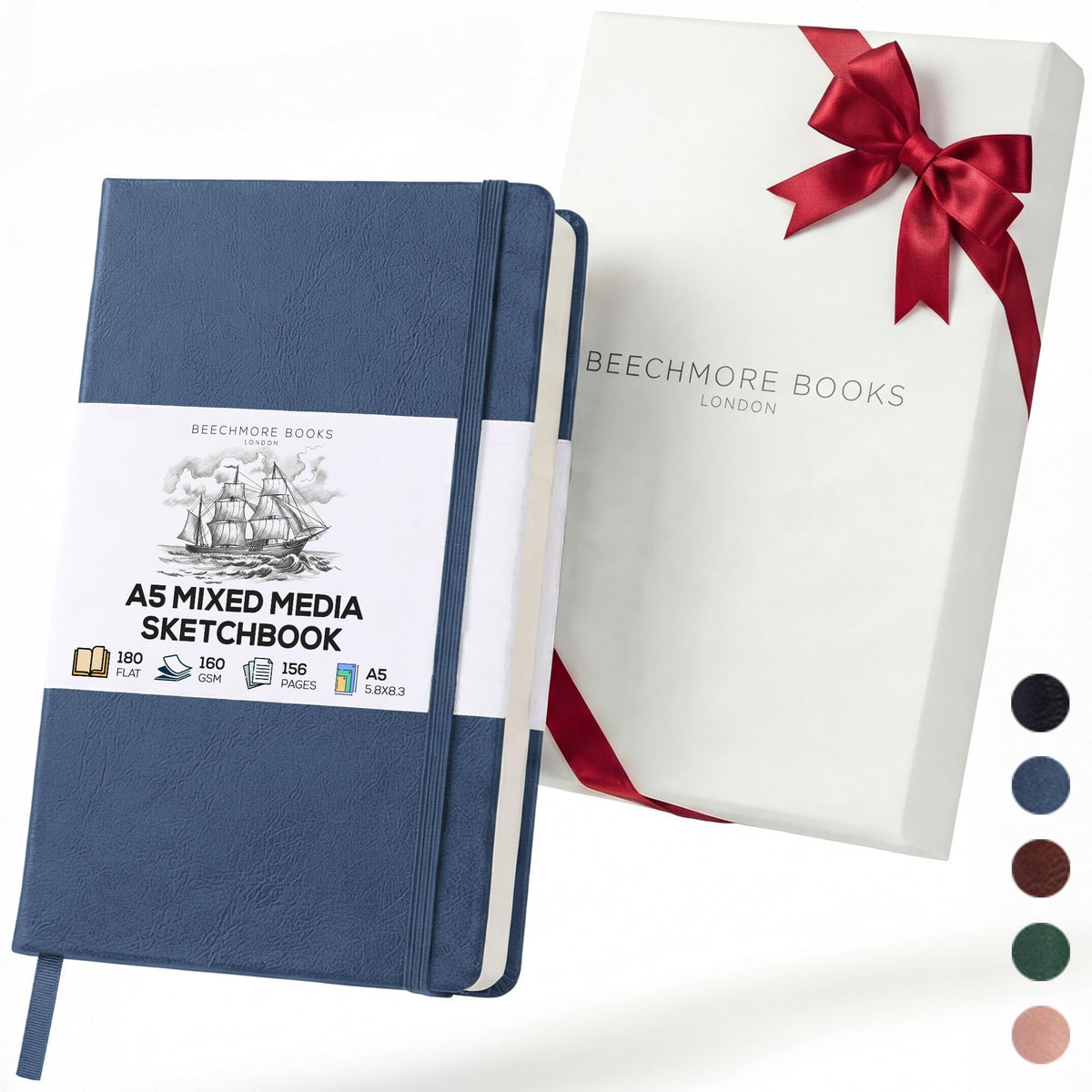 Beechmore Books A5 5.8x8.3 Mixed Media Sketchbook 160 GSM/98LB, Gift Box