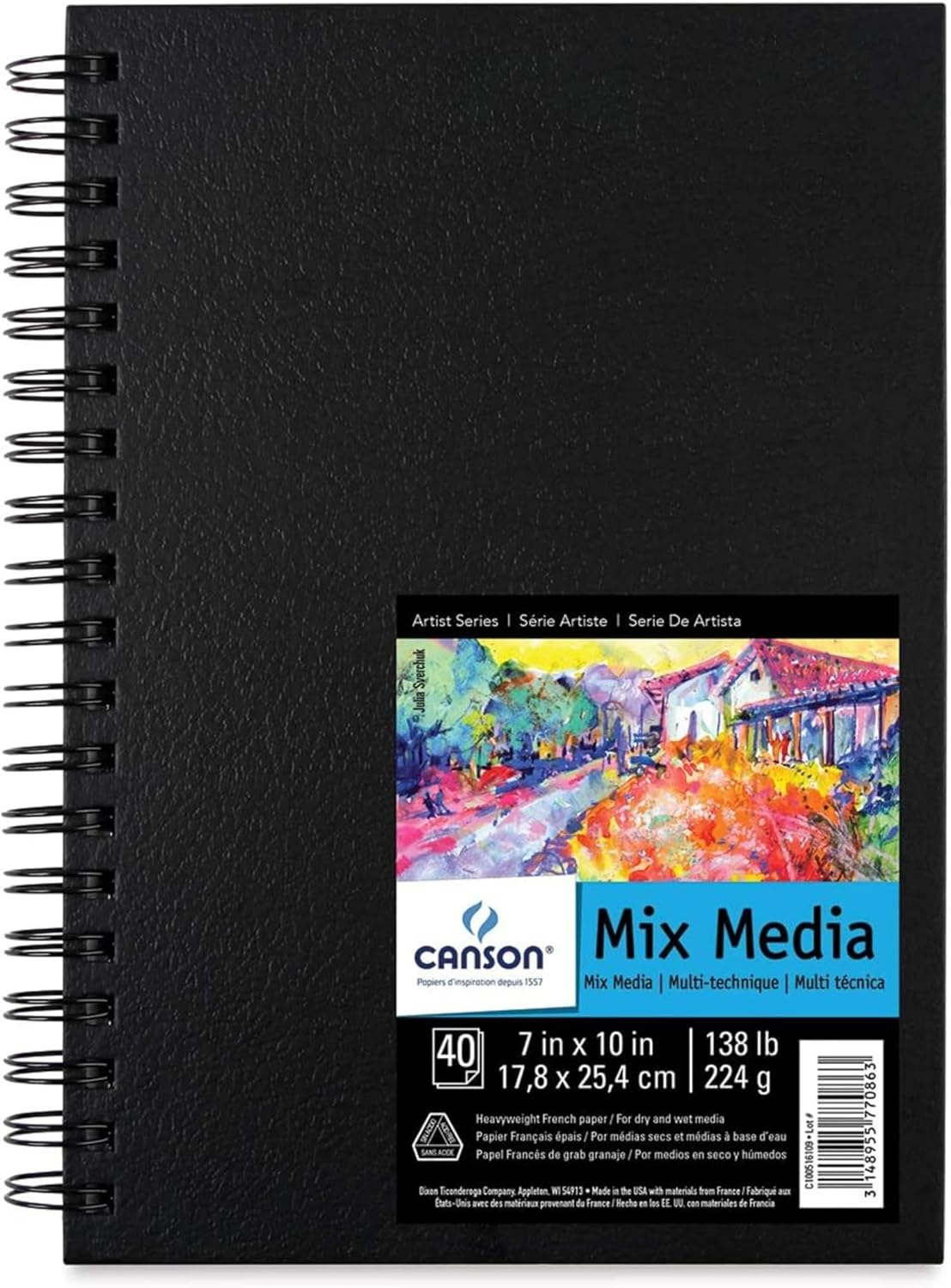 Canson Artist Series Mixed Media Paper, 11" x 14", Wirebound Pad, 20 Sheets