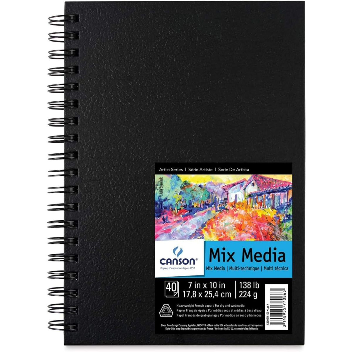 Canson Artist Series Mixed Media Paper, 11" x 14", Wirebound Pad, 20 Sheets