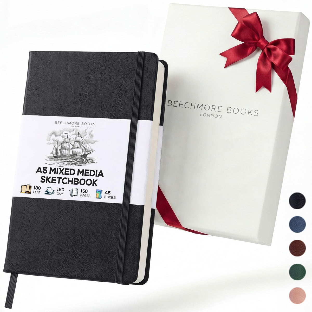 Beechmore Books A5 5.8x8.3 Mixed Media Sketchbook 160 GSM/98LB, Gift Box