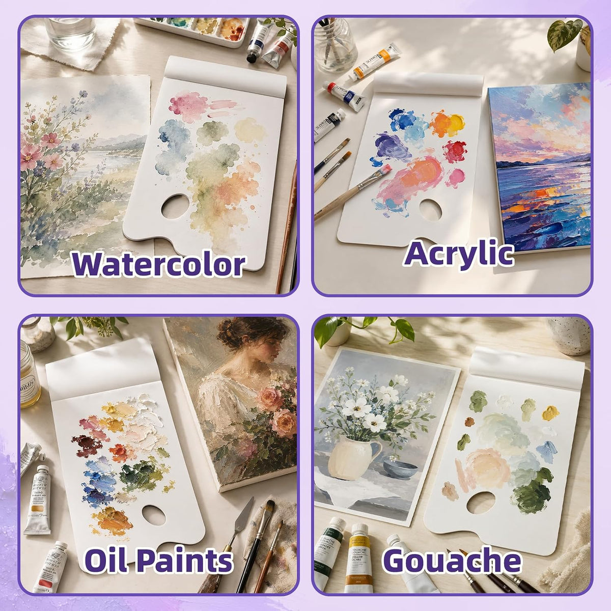 12x16 Palette Paper Pad, 40 Sheets Disposable Paint Palette Paper