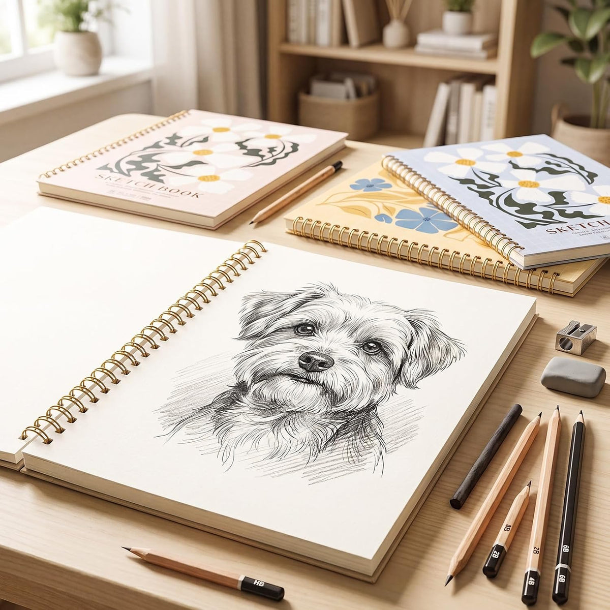 4 Pack Sketch Book 9 × 12in, Spiral Bound, 100gsm Acid-Free Sketch Pads