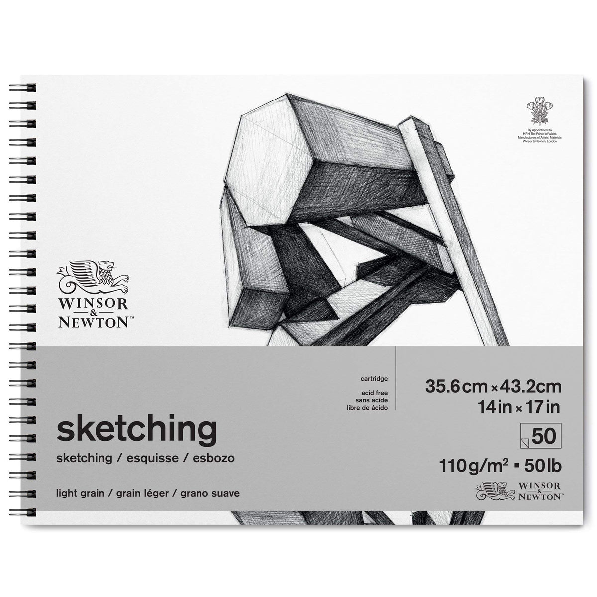 Winsor & Newton Classic Sketching Paper Pad, 14" x 17", 50 Sheets, 110gsm