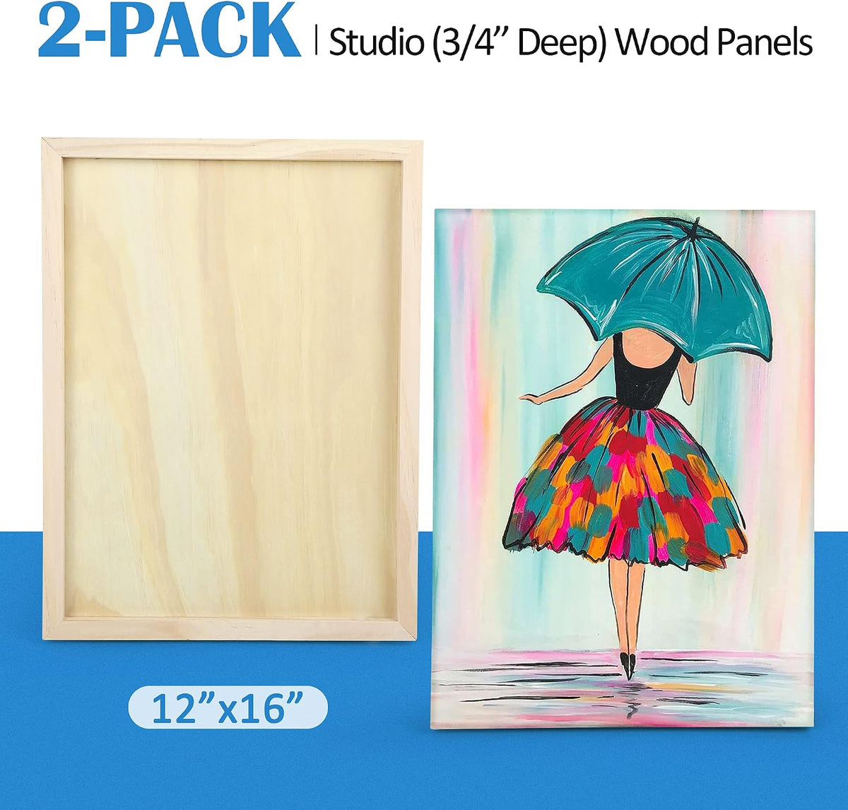 Falling in Art 2 Pack 12x16 Unfinished Birch Wood Panels Kit for Painting