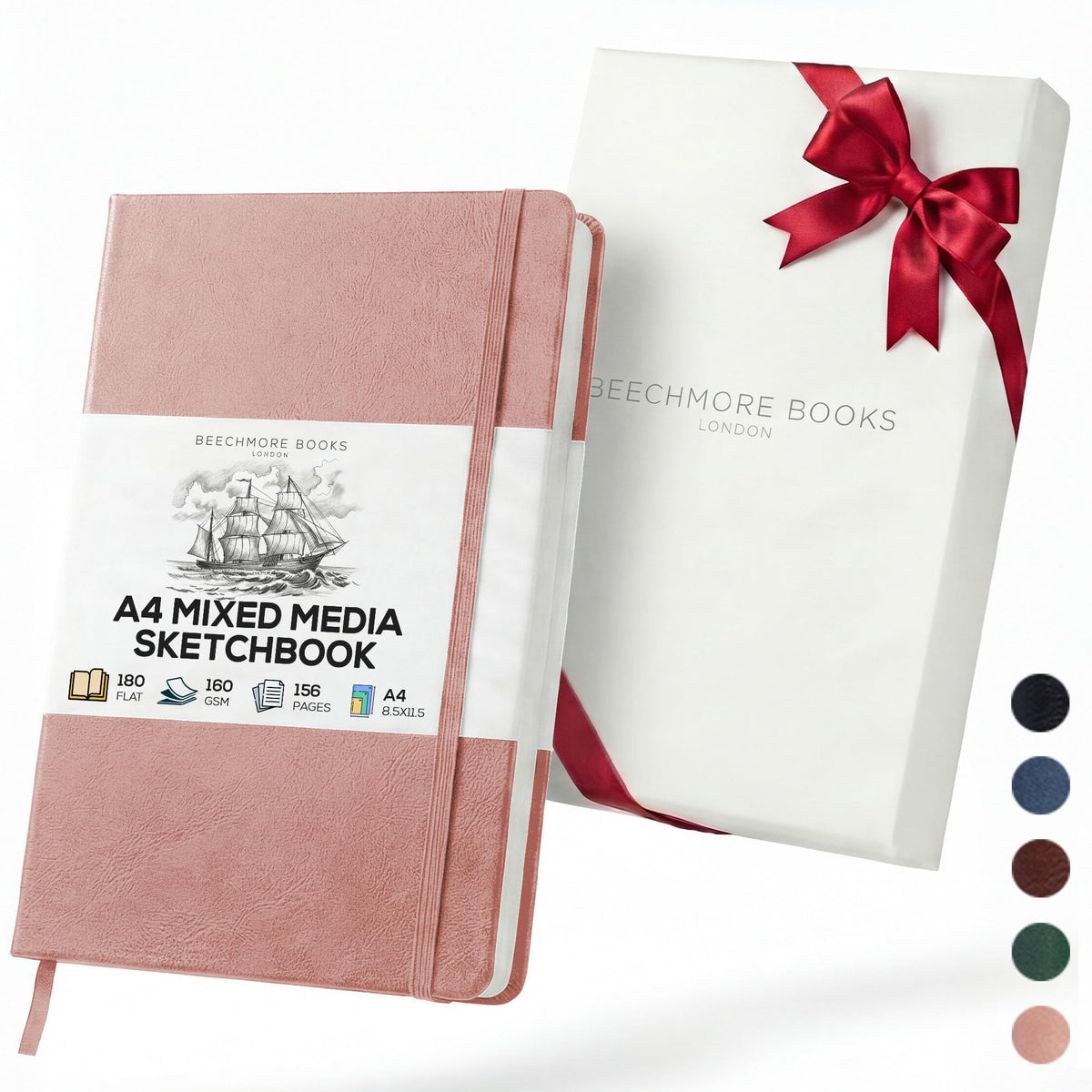 Beechmore Books A5 5.8x8.3 Mixed Media Sketchbook 160 GSM/98LB, Gift Box