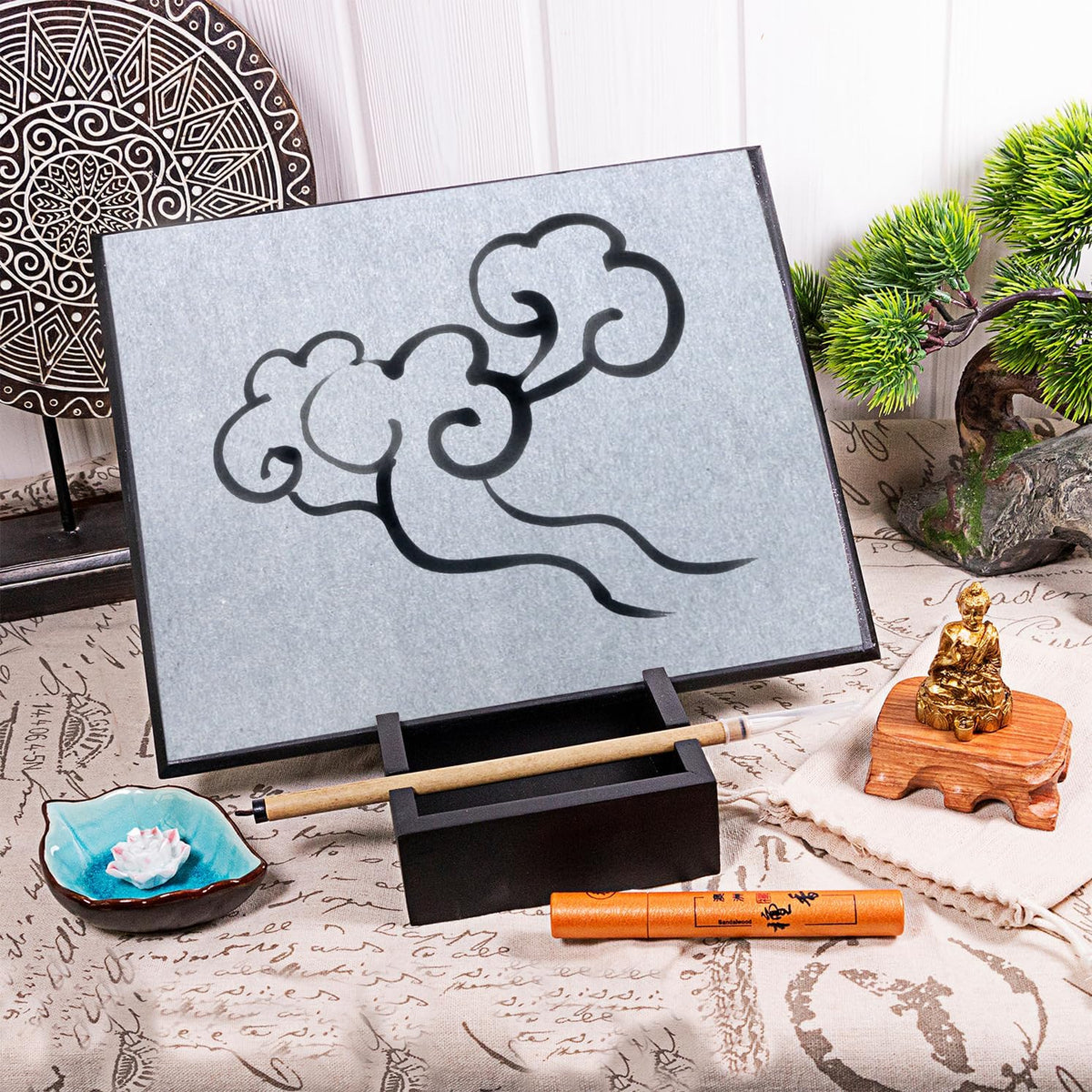 Meditation Gifts Buddha Drawing Board - Woman Relaxation Gifts Man Zen Healing Gifts Decor Office Home Relaxing Art Water Painting Board Stress Relief Birthday Valentine Gifts for Adults Him Her