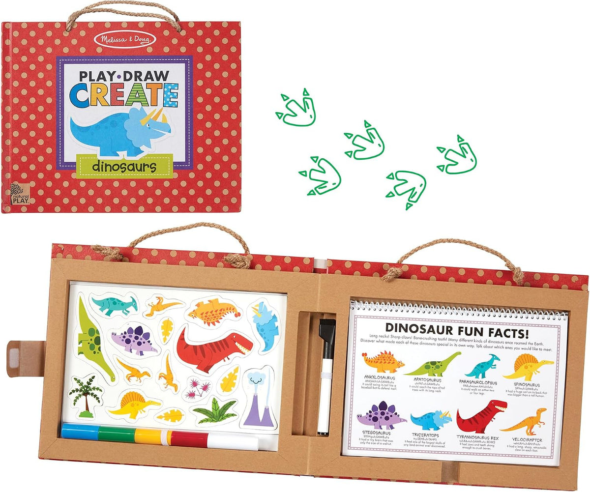 Melissa & Doug Play Draw Create Dinosaurs, Reusable Magnet & Drawing Kit