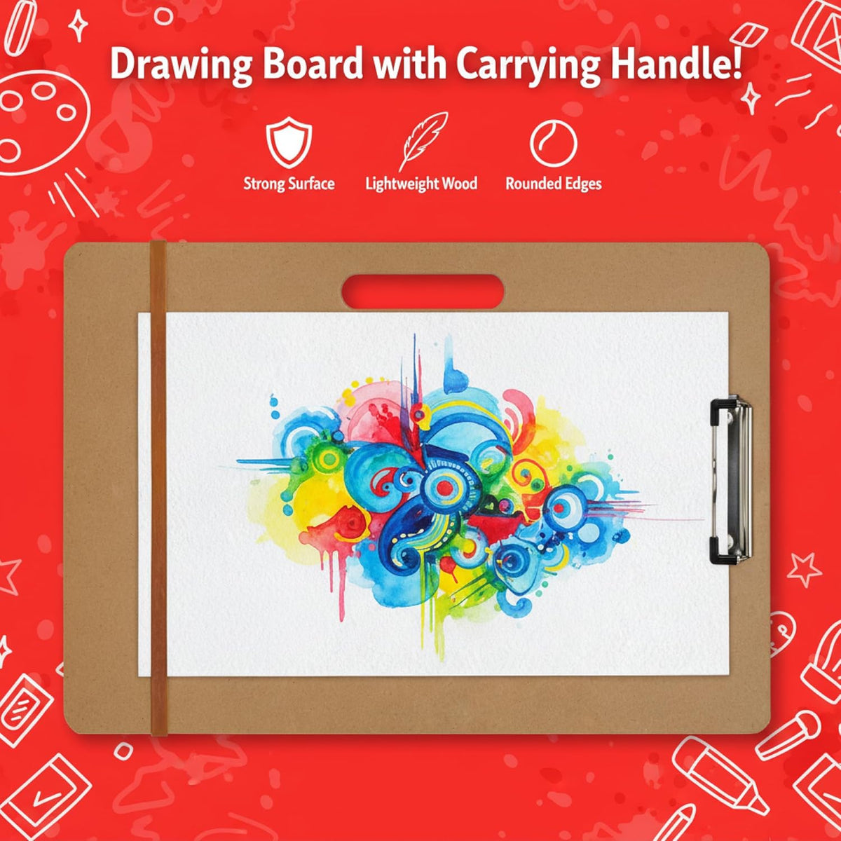 Artlicious Portable Drawing Board with Handle - Sketch Clipboard Artists