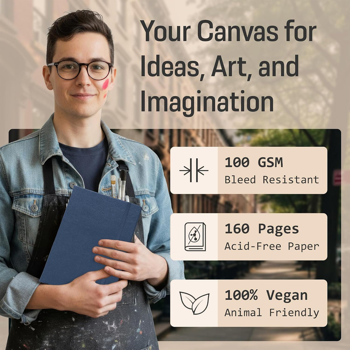 BROWNSTONE JOURNALS A5 Sketch Book Hardcover - 80 Sheets 100 GSM Paper