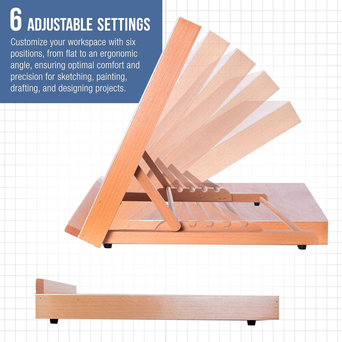 U.S. Art Supply Large 18-1/2" x 14-1/8", A3 Wooden Drawing Board Adjustable