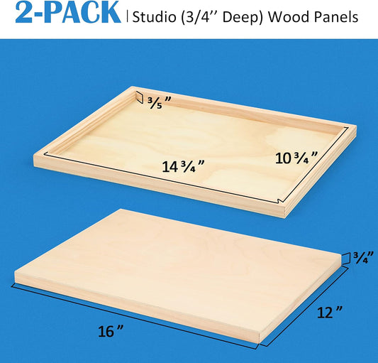 Falling in Art 2 Pack 12x16 Unfinished Birch Wood Panels Kit for Painting