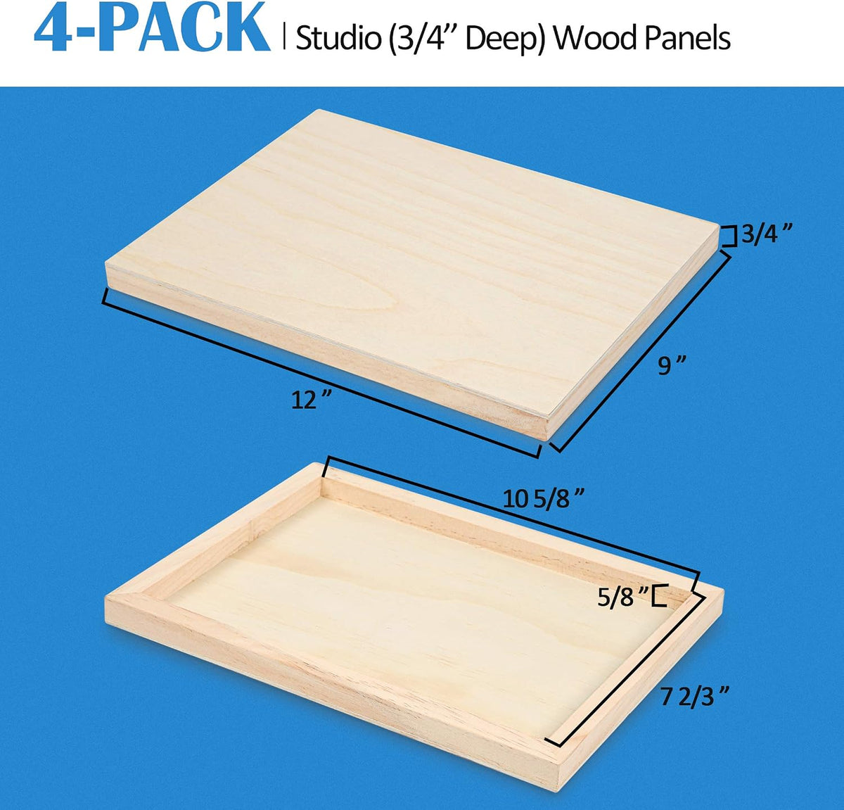 Falling in Art 4 Pack 9x12’’ Unfinished Birch Wood Panels Kit for Painting