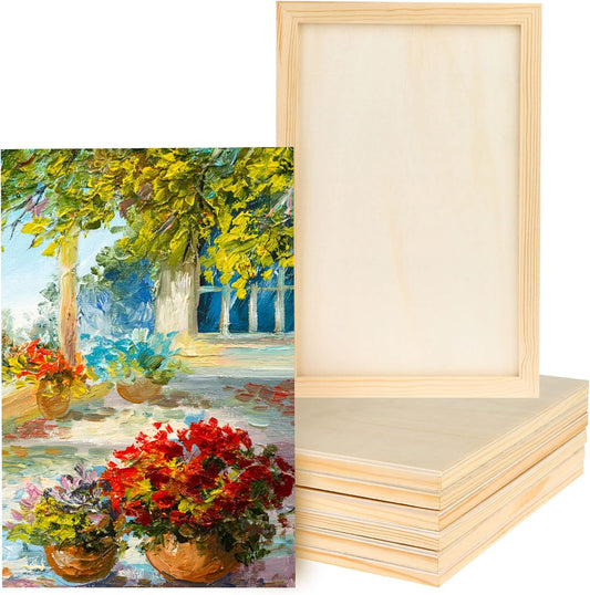 15 Pack Unfinished Wood Canvas Panels Kit 11.8x7.9 Inch Wooden Panel Boards Wood Paint Pouring Panels Wooden Canvas Panels Boards for Painting, Pouring Art, Crafts