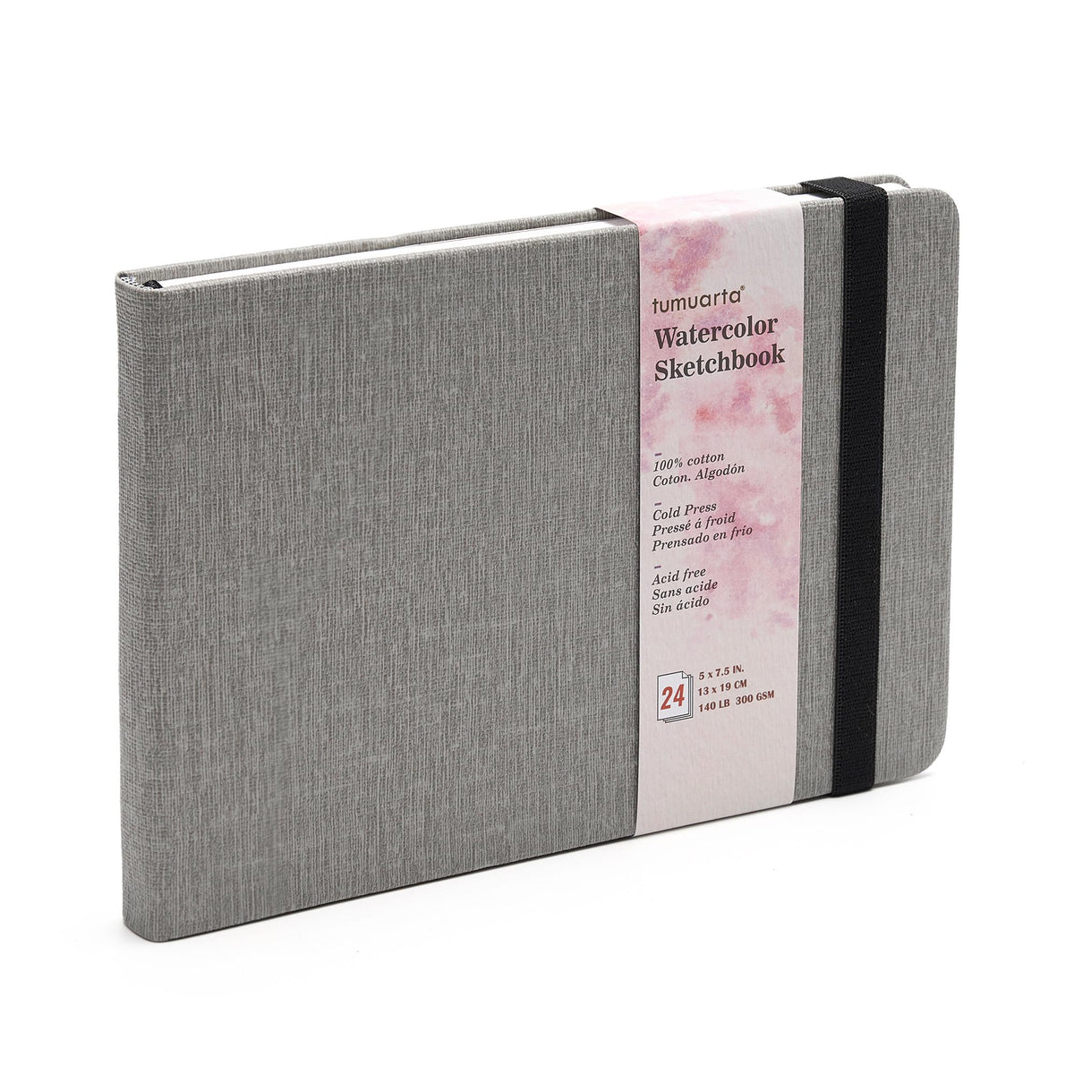 tumuarta Portrait Watercolor Sketchbook, 7.5x5, 140 LB, 300GSM, 100% Cotton Paper, Cold Press, 24 Sheets,48 Pages, Watercolor Journal for Use As Sketch Book and Mixed Media Pad On The Go